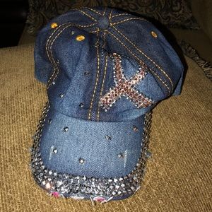 Cancer ribbon denim ball cap.